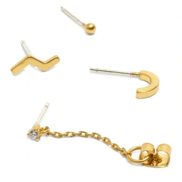 Madewell Gold Earrings Set, Mismatch - Picture 2 of 6